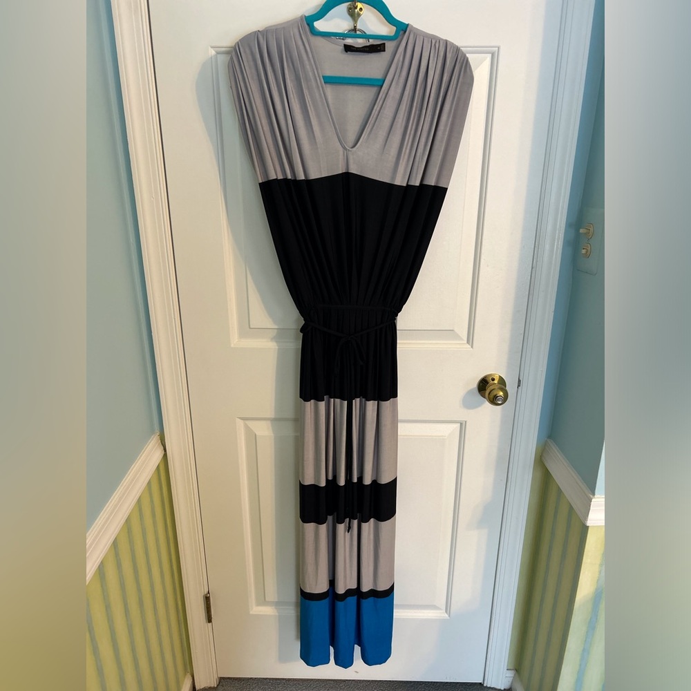 The Limited Black, Gray and Blue Colorblock Maxi Dress